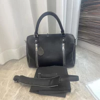 2026 New ZV Black Lychee Pattern Women's Leather Shoulder Messenger Handbag Bucket Bag