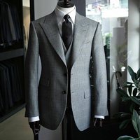 2022 Check Men's Suits Lattice Slim Fit Business Wedding Groom Formal Tuxedo Blazer With Vest 2 Pieces