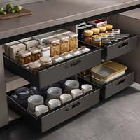 Kitchen Storage Rack Pull-Out Storage Basket With Sliding Rails Cabinets Organizer Spice Racks Kitchen Essential Storage Shelf
