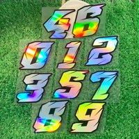 2PC Laser Reflective Number Stickers Waterproof Fit Yamaha Kawasaki Suzuki Honda BMW KTM Moto Scooter Decals