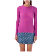 Korean Fashion Tops Women Autumn Long Sleeve Shirt Purple Moon Pattern Sweet Elastic Slim Fit Ice Silk Sunscreen Versatile Tee