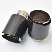 1PC Glossy Fiber Carbon Car Muffler Tip Silver Pipe Automotive Exhaust for Vehicle Aftermarket Accessory