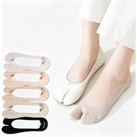 New Women Summer Thin Invisible Boat Sock Set Solid Female Breathable No Show Split Toe Silicone Anti-slip Tabi Socks For Women