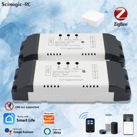 Zigbee Dry Contact Smart Switch 1/2CH Garage Door Opener Din Rail Relay Board RF433 Module 12V 24V 230V Works with Tuya lexa