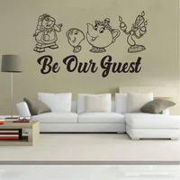 Be Our Guest Wall Decal Belle Princess Portrait Silhouette Movie Wall Sticker for Home restaurant Decor Vinyl Art Sticker A300