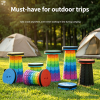 1PCS Rainbow Portable Retractable Folding Stool Multifunctional Telescopic Queueing Traveling Fishing Stool Home Garden Decor
