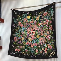 New 90cm Twill Silk Scarf Shawl Luxury Brand Flowers Print Square Scarf Women Hijabs Bandana Foulard Neckerchief Head Scarves