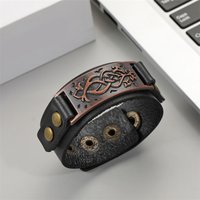 2025 Jewelry Handmade Weave Genuine Leather Bracelet Men Vintage Cuff Wide Leather Bracelet Pulsera Hombre