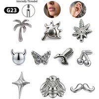 Summer Beach Internally Threaded Labret Lip Piercing Stud Set Medusa Monroe Cartilage Stud Jewelry Palm Tree Cherry Earrings