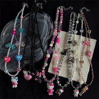 Cute Cartoon Hello Kitty Kt Cat Necklace Women's Summer Clavicle Chain Sweet Cool Hot Girl Style Necklace Versatile Makeup Gift
