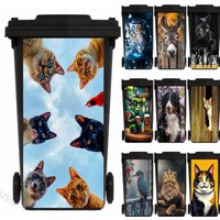 Adorable Animals Cat Rubbish Bin Stickers Funny Dog Horse Kitchen Decor Removable Waterproof Vinyl Home Decoration Wall Decals
