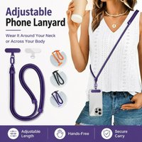 Adjustable Phone Lanyard Crossbody Neck Strap Anti-Lost Hanging Rope Hands-Free for Travel Gym Work 10 Colors for IPhone Samsung