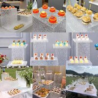 Buffet Presentation Risers Clear Acrylic Dessert Display Stand for Catering Brunch Table Wedding Party
