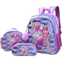 3 Pieces Bag Sets for School Backpacks Girls Cartoon Unicorn Bookbag with Lunch Bag Multifunction Backpacks Mochila Infantil