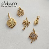 eManco Stainless Steel Pendant Charms Plant Motifs Tropical Leaf Palm Tree Clover DIY Bracelets Necklaces Jewelry Making