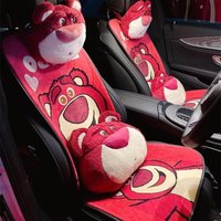 Winter Plush Car Seat Cover Strawberry Bear Design Cute Lotso Thickened Universal Fit for Seat Covers Cartoon Seat Accessories