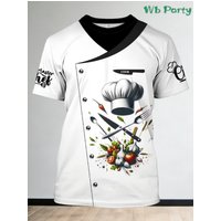 Men T-Shirts 3D Printed Fashion Chef Graphic Summer Short Sleeve Work T-Shirts Loose Lightweight Oversized Funny Work Tees Tops