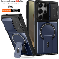 Full Camera Protection Fold Stand Magnetic Cases For Samsung Galaxy S26 S25 S24 S23 Ultra S26 Plus For Magsafe Military Cover