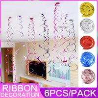 Glänzende Folie Wirbel Banner Baby Dusche Tischdekoration Alles Gute zum Geburtstag Dekoration Party Hintergrund Ballon Dekoration 6 Teile/paket