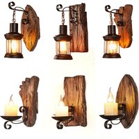 Loft Industrial Restaurant Wall Lamp Wood Vintage Light Bedside Bedroom Cafe Aisle Corridor Glass Wall Light Wood Lamp