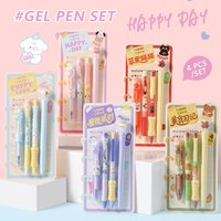 4 Pcs/Set Cute Retractable Gel Pen Set 0.5mm Fine Point Black Quick-Drying Ink Smooth Writing Pens for School Study & Office