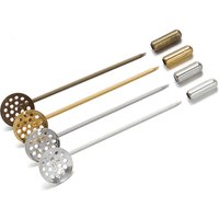 10pcs/lot 50mm Brooch Base Round Hole Blank Tray Vintage Copper Long Brooch Pin Settings Wedding Jewelry Making DIY Components