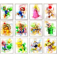 Graffiti Aquarell Kunst Mario Poster Drucke Spielzimmer Leinwand Gemälde Wand Bild Wohnzimmer Kinder Schlafzimmer Home Decor Cuadros