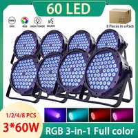 1/2/4/8PC 60LED 3 in 1 LED Par Light RGB Full Color Studio Club DJ Disco Show Lighting DMX512 Control Stage Flat Party Lights