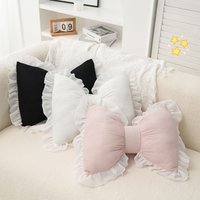 Modern casual sofa pillow living room bedside cushion cutebows back lace edge plaid breathable cushion