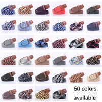 Blue Black Female Casual Knitted Pin Buckle Men Belt Woven Canvas Elastic Expandable Braided Stretch Belts Women Jeans 60colors