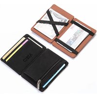 Quality PU Leather Mini Men Card Holder Wallets Zipper Coin Pocket Slim Magic Male Wallet Credit Bank Card Case Small Man Purses