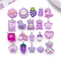 20pcs Purple Resin Charms, 3D Food, Animal, and Plant Pendants for DIY Bracelets Necklaces Earrings Jewelry Making Accessories