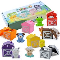 Kleinkind Montessori Lernspielzeug Zählen Matching & Farbsortierset Bauernhoftier Fingerpuppen Scheune Spielzeug Peekaboo Spiel