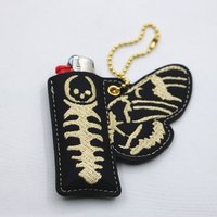 Moth Wing Faux Leather Lighter Case Durable Faux Leather Lighter Holder Keychain Gothic Style Lighter Cover
