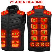 21 Areas Heating Vest Blue Men's Jacket Heated Winter Women's Heated Jacket Thermal Vest Warmer Outdoor Sports Jacket 2XL-6XL