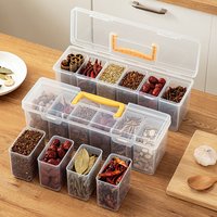 Large Capacity Transparent Spice Storage Box with Handle Stackable Seasoning Container Kitchen Spice Jar for Star Anise Cinnamon