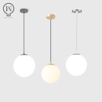 Gold/Black/silv Glass Ball Pendant Lights White Globe Hanging Lamps Bar Restaurant Deco Luminaire Bedroom Light E27 Pendant Lamp