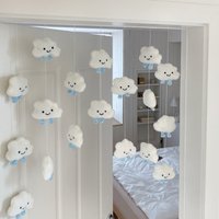 DIY Handmade Plush Cloud Door Hanging Curtain Children's Room Decor Cute Wall Decoration No Punching Required 3D Door Sticker