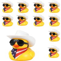 6/12/24 pcs Cowboy Rubber Duck Mini Yellow Duckies Toy Tiny Ducks Toy with Cowboy Hat Paisley Bandanas Sunglasses