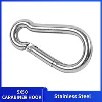 50mm Marine Carabiner Hook Stainless Steel Heavy Duty Quick Link Lock Ring Hook snap shackle Chain Fastener Hook