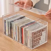 Acrylic CD Storage Box Transparent Plastic DVD CD Organizers Bin With Lid Dustproof Stackable Shelf For Video Games Book 보관함