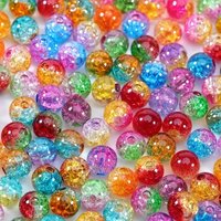 8/10mm Dual Gradient Color Round Crackle Acrylic Loose Beads For Bracelet Necklace DIY Crafts Jewelry Making Supplies