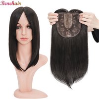 Benehair 14'' 18'' Hair Toppers with Bangs for Women Synthetic 6x6 Top Hairpieces Wigs Long Striaght Clip in Hair Extension