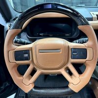 for Land Rover Defender 110/130/90 2020-2025 Car Steering Wheel Cover Car Color Interior Leather Button decorative frame