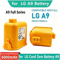 6000mAh lithium ion battery for LG CordZero A9 5000mAh 4000 Replacement Compatible with A9S/P9 Vacuum EAC63382204/EAC63382201