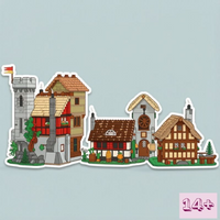 2026 New Toy Medieval Town Square Building Blocks European Village Street Scene Assembly Model 3304pcs