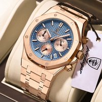 POEDAGAR Luxus-Herrenuhren, Edelstahl, Datum, Chronograph, Herrenuhr, wasserdicht, leuchtend, Militär-Quarz-Armbanduhr für Herren