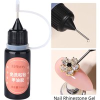 10ml No Wipe Nail Glue Rhinestones Adhesive Gel Top Coat Gel Polish for Nail Art Jewelry Decorations Soak Off UV LED Gel Varnish