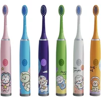 Kids Battery Electric Toothbrush with 3 Brush Heads Cartoon 360-Degree Cleaning Soft Oral Hygiene Massage Teeth Care