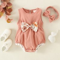 0-2-jährige Neugeborene ärmellose Sommer bogen Fuzz Spitze Dreieck Geschirre rosa und Farbe zwei Farben